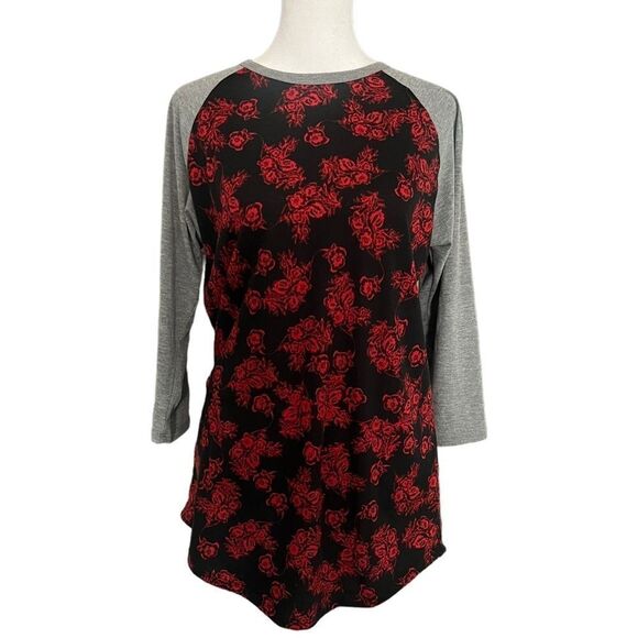 LulaRoe Womens Small 3/4 Sleeve Raglan Baseball Floral Tee - Picture 1 of 7